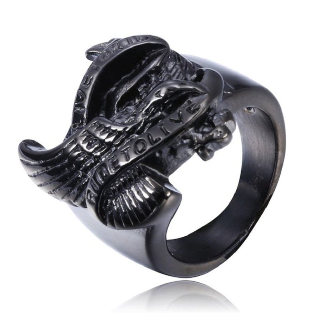 Black Harley Davidson  Stainless Steel Live To Ride Ring